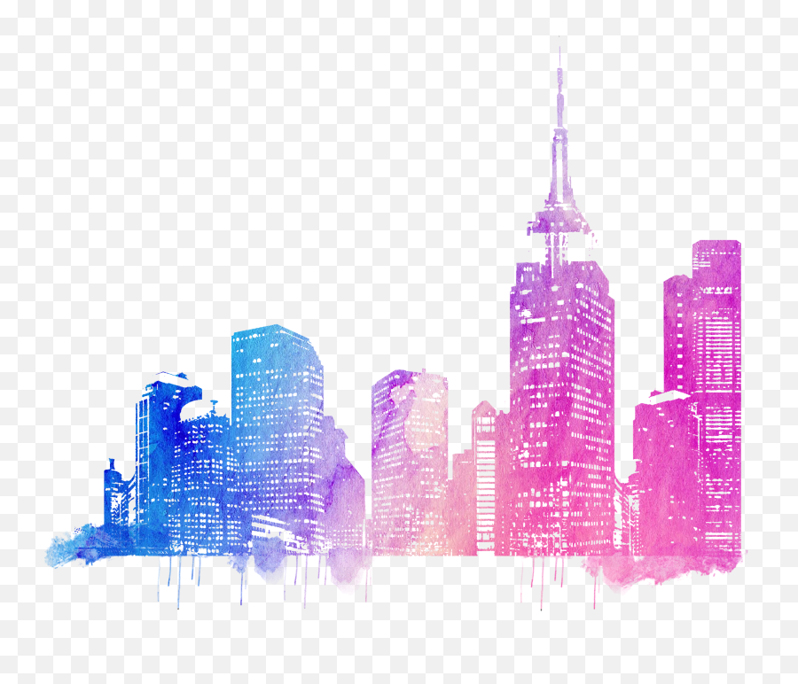Download City Skylines Colorful Cities Skyline Drawing - Colorful City Skyline Png,City Clipart Png