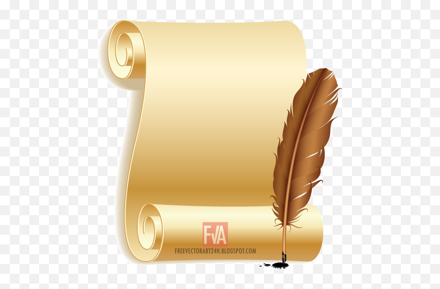 Old Paper Scroll And Feather Vector Graphics - Paper And Clipart Paper And Feather Pen Png,Scroll Icon Vector