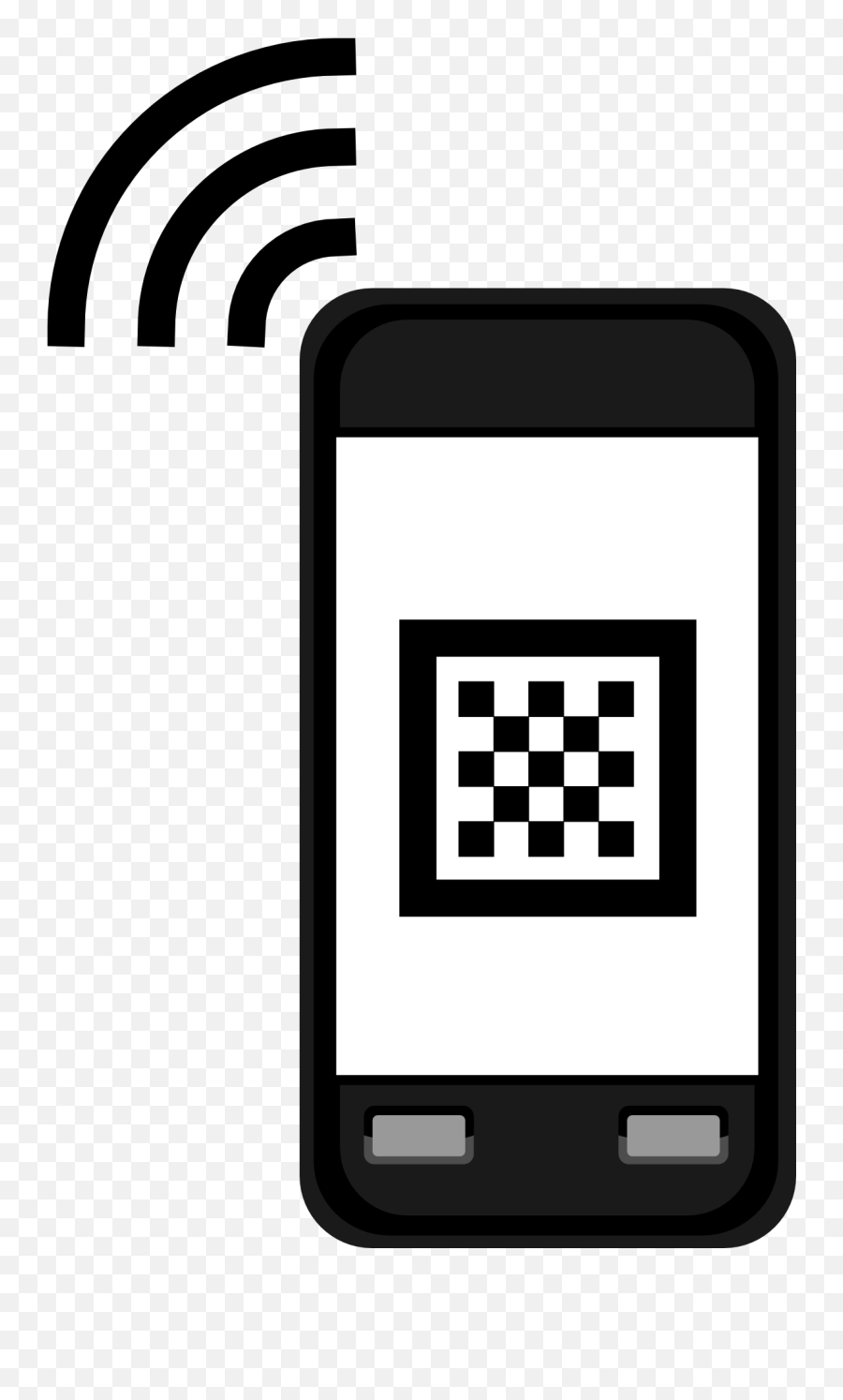 Mobile Cell Phone With A Signal As Graphic Image Free - Qr Code Reading Clipart Black And White Png,Cell Signal Icon