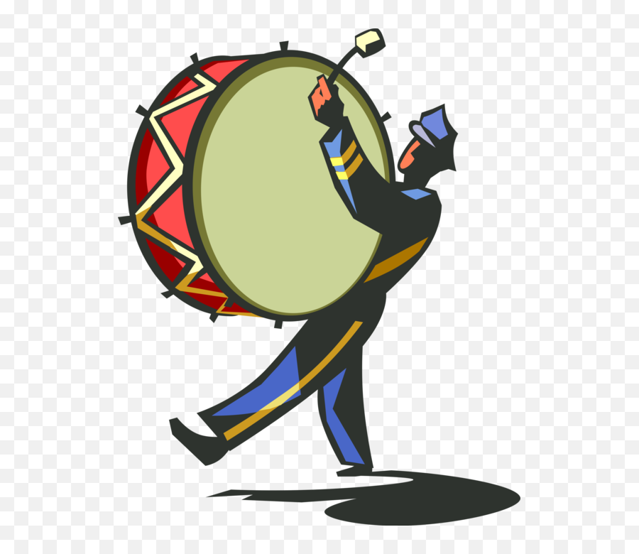 Man In A Band With Bass Drum Royalty Free Vector Clip Art - Marching Band Drummer Clipart Png,Bass Drum Png