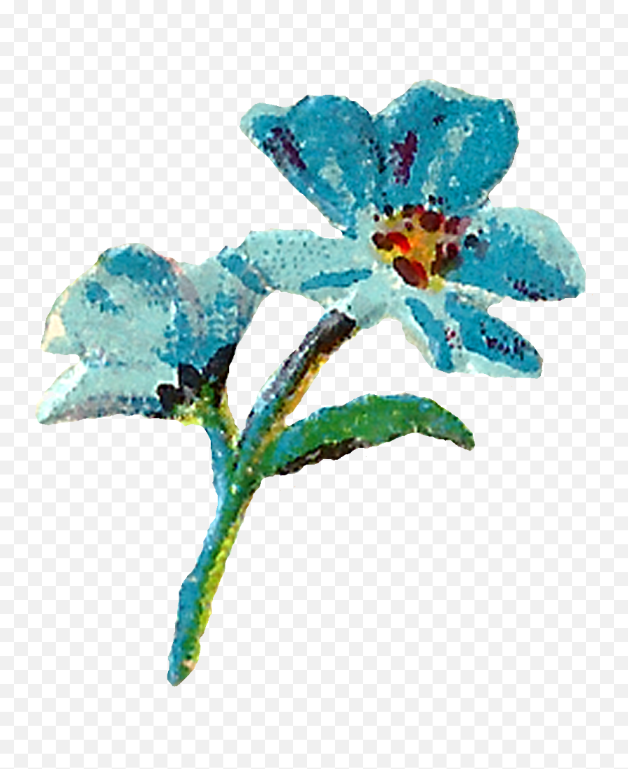 Clipart Digital Flowers Pink Blue - Watercolor Flowers Blue Pastel And Pink Png,Pastel Flowers Png