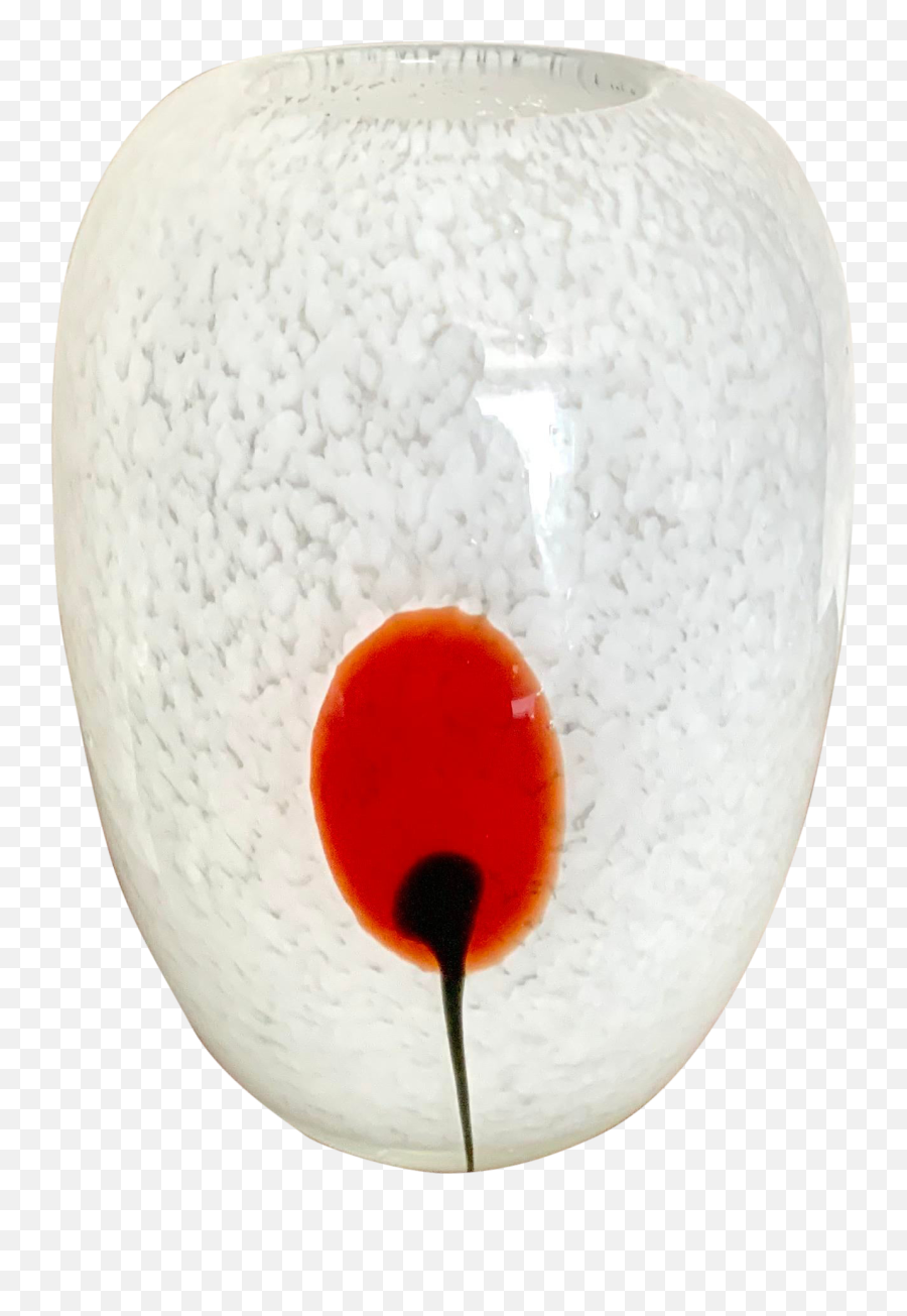 Minimalist Modern White Speckle Art Glass Vase With Red Flower - Wine Glass Png,Speckles Png