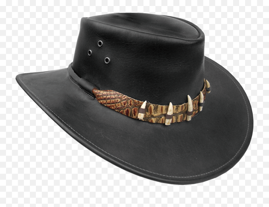 Kakadu The Croc Leather Crocodile Look Hat In Black - Crocodile Dundee Hat Png,Black Cowboy Hat Png