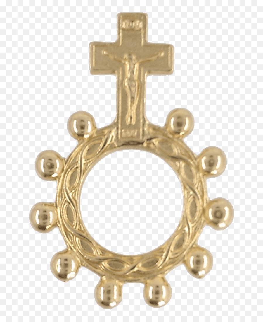 Download Gold Tone Finger Rosary With Crucifix Png - Basque Ring Rosary,Rosary Png