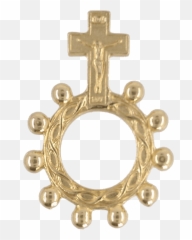 Download Gold Tone Finger Rosary With Crucifix Png - Basque Ring