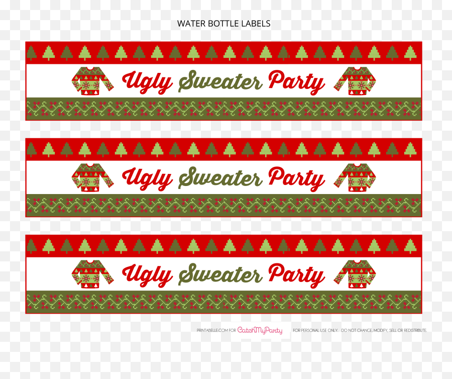 Download These Cool Free Ugly Sweater Party Printables - Printable Ugly Christmas Sweater Party Png,Christmas Sweater Png