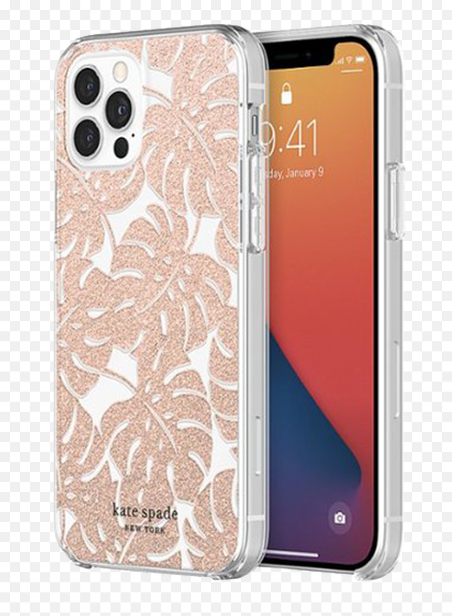 Kate Spade New York Collection Case For Apple Iphone 12 Pro Max - Island Leaf Pink Glitter Kate Spade Hardshell Iphone 12 12pro Hollyhock Floral Clear Png,Ksp Icon