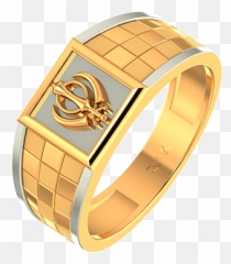 Buy Gold Religious Ring Online Lightweight - Khanda Design For Man png