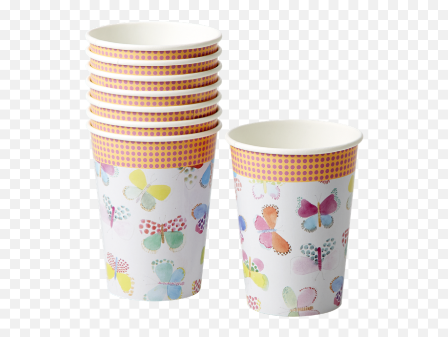 Butterfly Print Set Of 8 Paper Cups By Rice Dk - Paper Cup Png,Paper ...