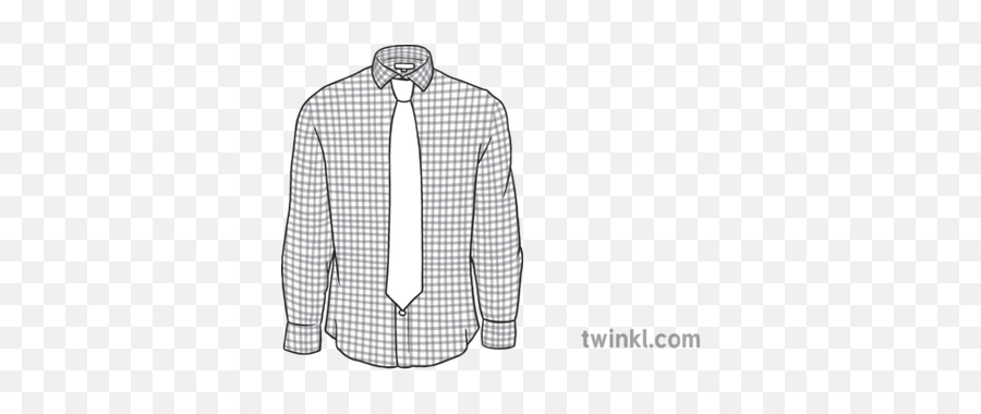 Shirt With Tie Black And White Illustration - Twinkl Long Sleeve Png,Shirt Pocket Png