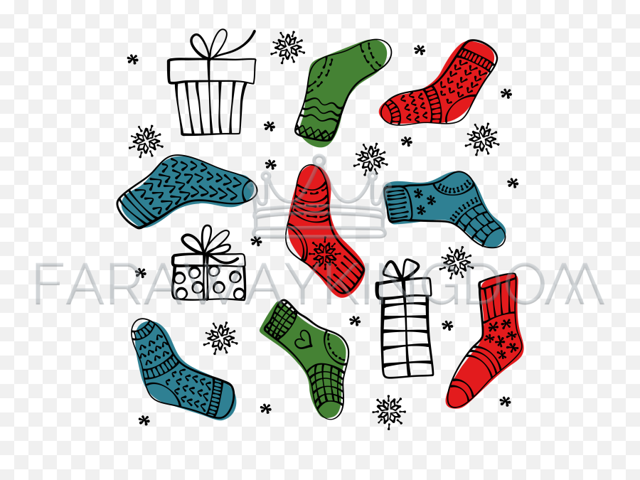 Christmas Sock Set New Year Cartoon Vector Illustration - Clip Art Png,Christmas Stockings Png