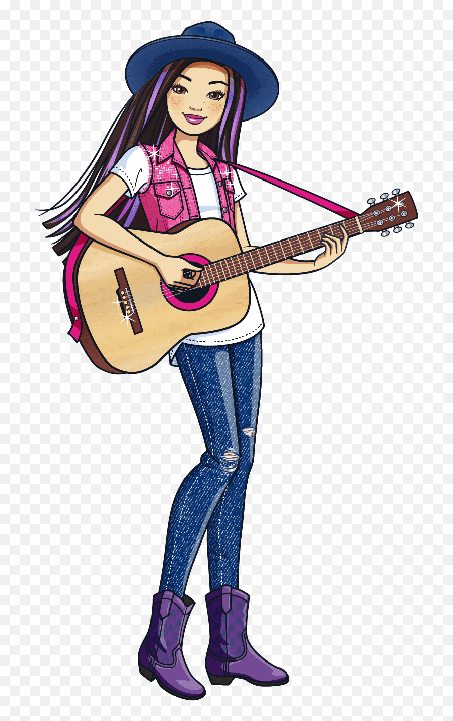 Barbie Silhouette Png - Barbie With Guitar,Guitar Silhouette Png
