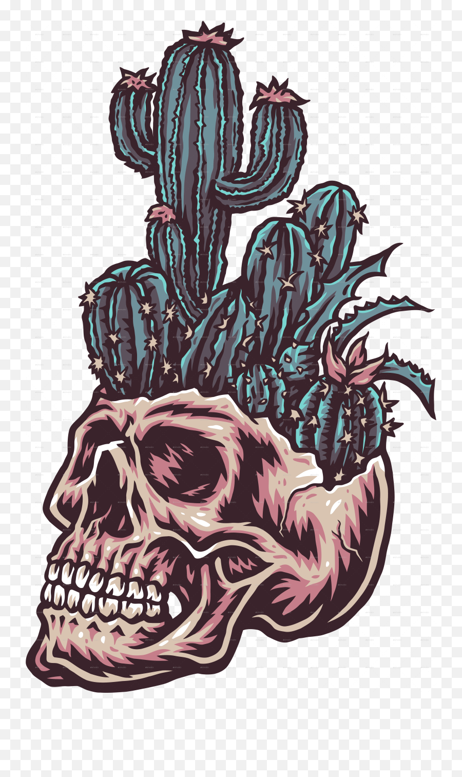Skull With Cactus - Cactus Skull Png,Cactus Png