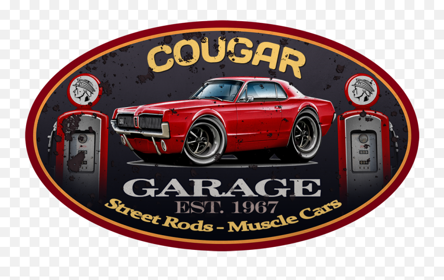 1967 Mercury Cougar Hardtop Garage Sign - Classic Car Png,Mercury Cougar Logo