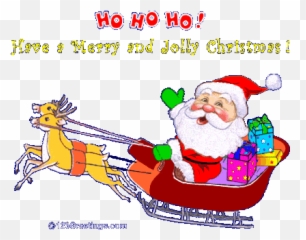 Christmas Wishes Animated Images Gifs Pictures - Santa Saying Merry On His Sleigh png