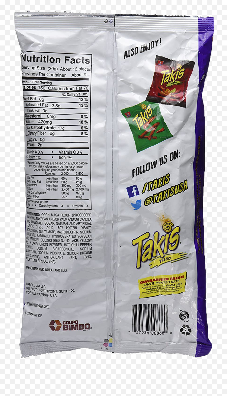 Takis Fuego Hot Chili Pepper U0026 Lime Tortilla Chips 4 - Ounce Bag 1 Pack Big Bag Of Takis Calories Png,Takis Png