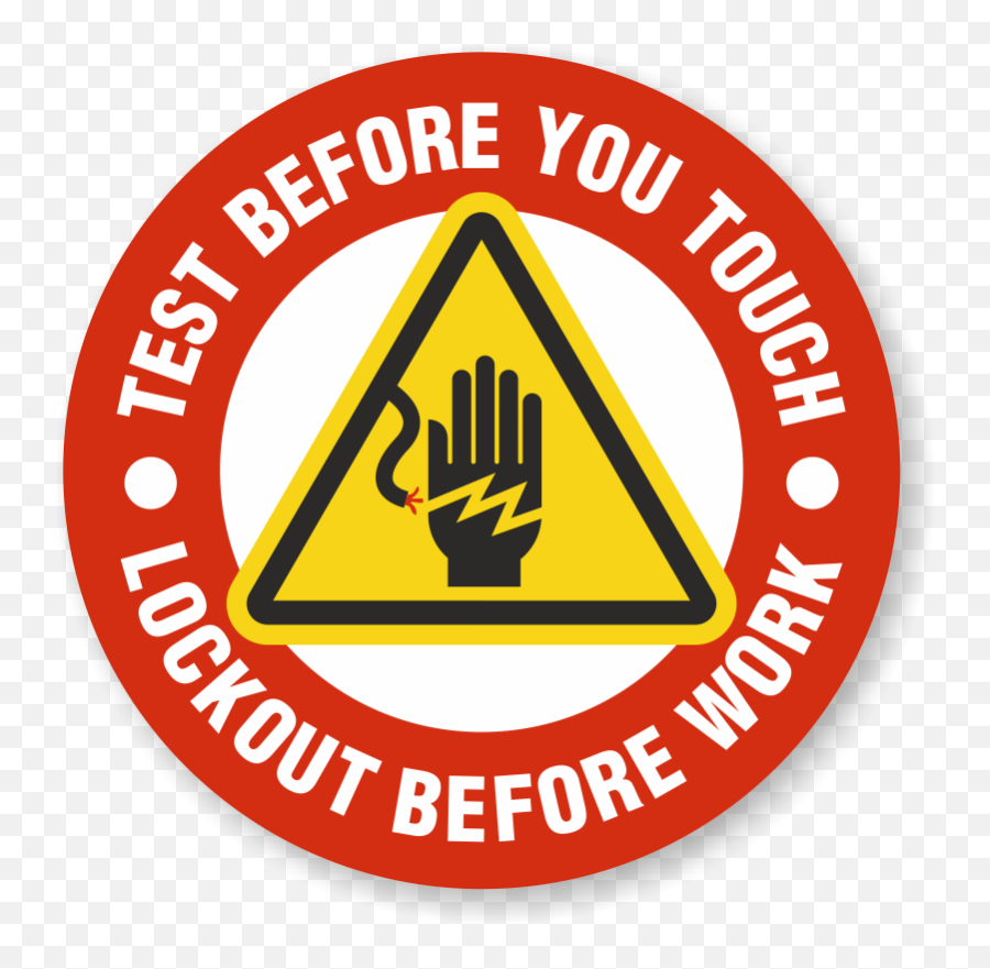 Test Before You Touch Lockout Hard Hat Decals Signs Sku Hh - Lock Out Tag Out Stickers Png,Work Helmet Icon