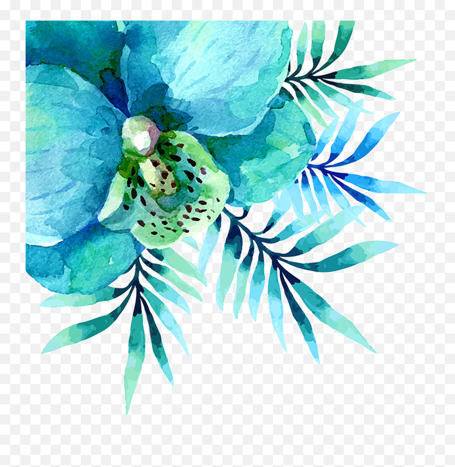 Free Png Flowers - Konfest Green Flowers Png Watercolor,Blue Flowers Png