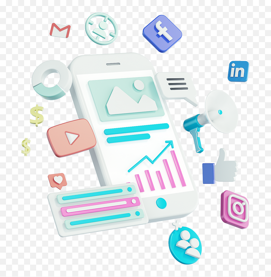 Social Media Fuel Your Growth Major Tom - Social Media 3d Illustration Png,Google Social Icon