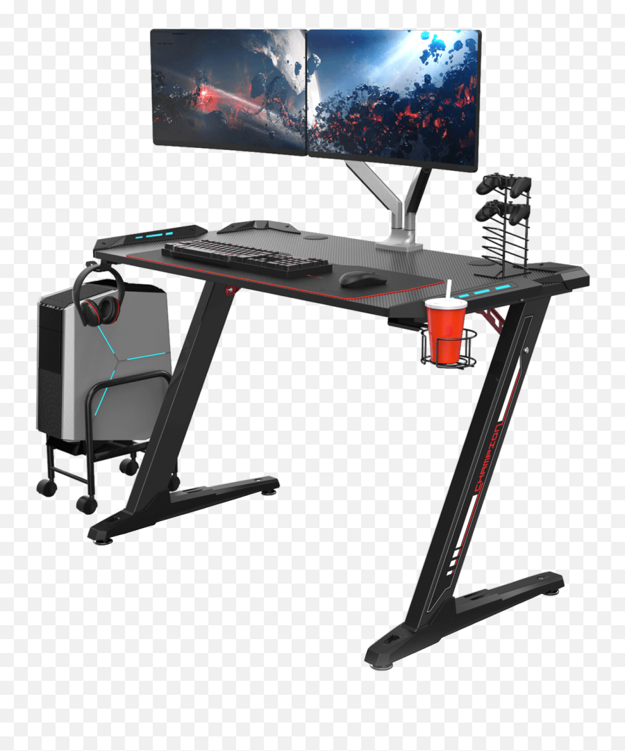 Eureka Ergonomic Z1 - S Gaming Desk Arena Desk Dual Monitor Png,Computer Desk Png