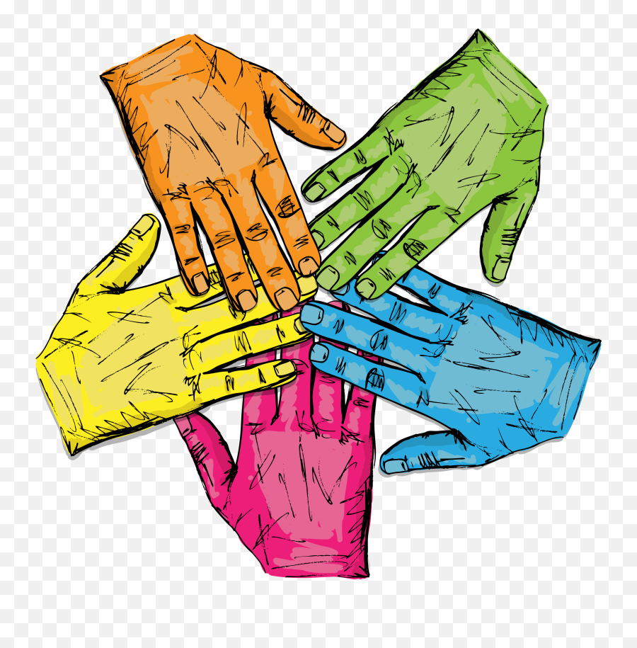 Colorful Group Of Hands Isolated - Clip Art Group Of Hands Png,Hand Vector Png