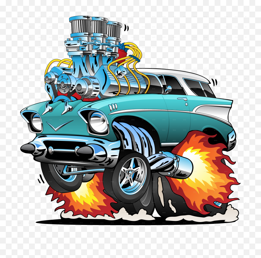 Classic Fifties Hot Rod Muscle Car Cartoon Vector Illustration - Cartoon Hotrod Cars Png,Muscle Car Png