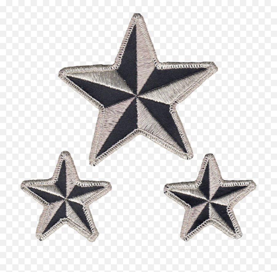 Nautical Stars Metallic Silver And Black Set - Embroidered Reflective Patch Star Patch Transparent Png,Nautical Star Png