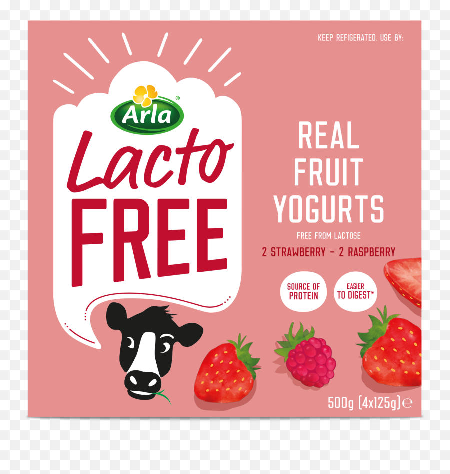 Arla Lactofree Real Fruit Yogurts - 2 X Strawberry And 2 X New York Transit Museum Png,Transparent Strawberry