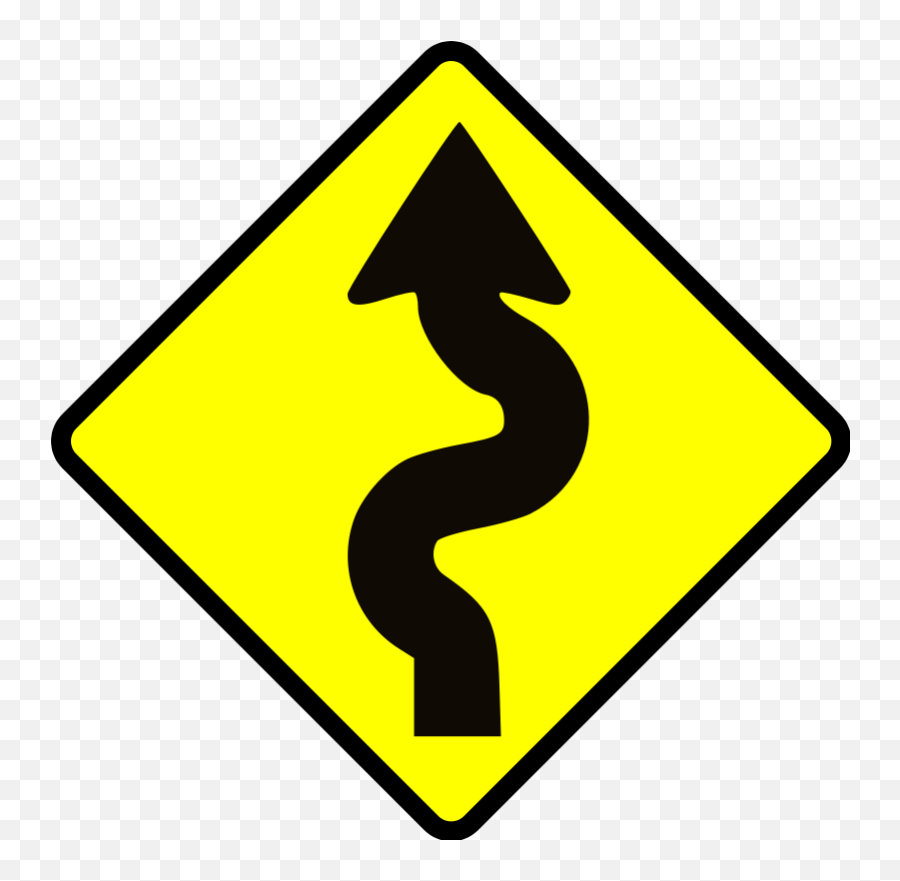 Road Traffic Sign Clip Art - Curve Road Sign Png,Road Clipart Transparent