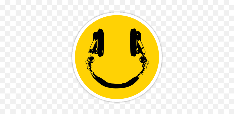 Smiley Headphone Sticker - Dj Sticker Png,Headphone Logos