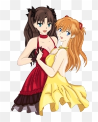 Finished My Drawing Of Waifu Rin And Best Friends - Rin Tohsaka Asuka Langley Png,Waifu Png
