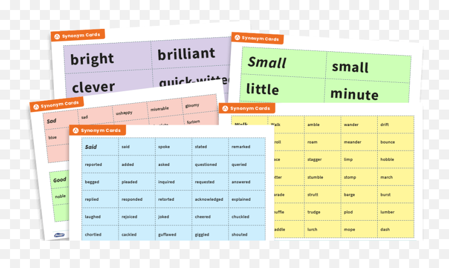 Ks2 Synonym Sorting Cards And Display - Horizontal Png,Synonym For Transparent