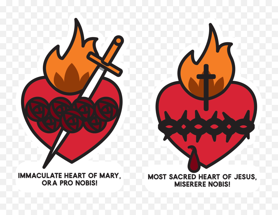 The Immaculate Heart Of Mary And Sacred Jesus Sticker Duo U2014 Mrlwdesign - Language Png,Icon Of The Sacred Heart Of Jesus