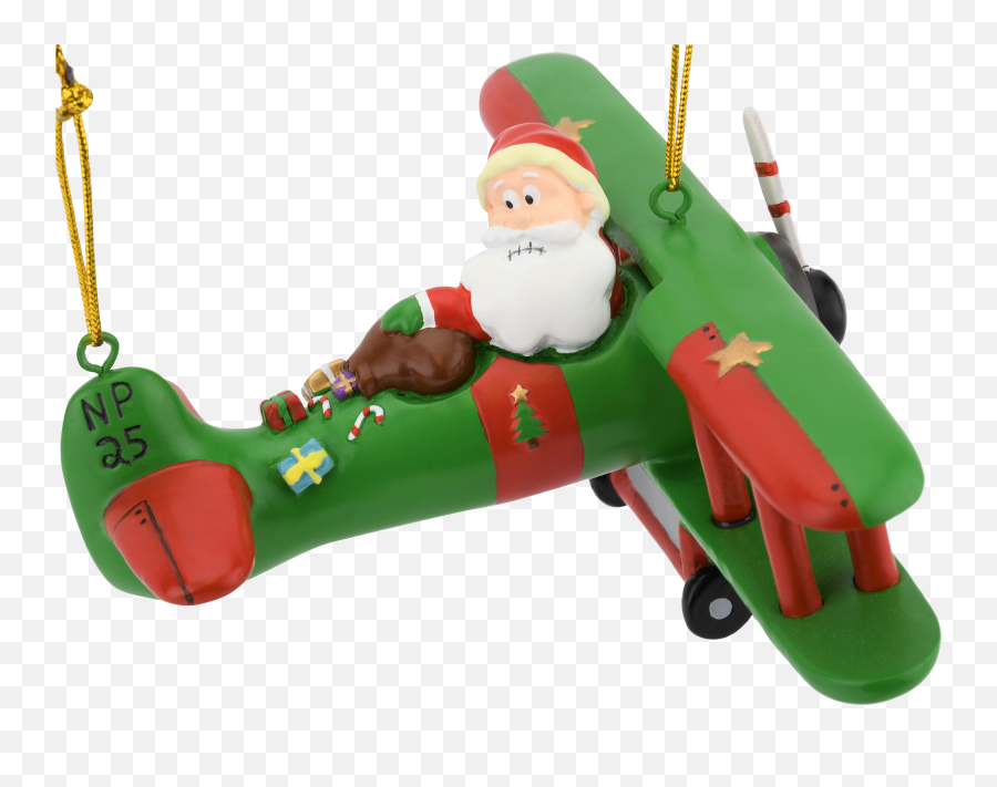 Large 6 Funny Aviator Santa Flying Plane Losing Presents - Christmas Ornament Png,Krampus Icon