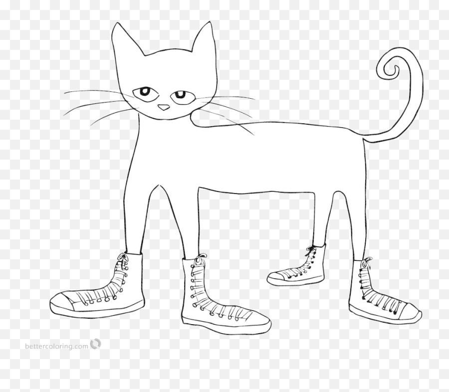 Pete The Cat Clipart Black And White - Printable Pete The Cat Coloring Page Png,Pete The Cat Png