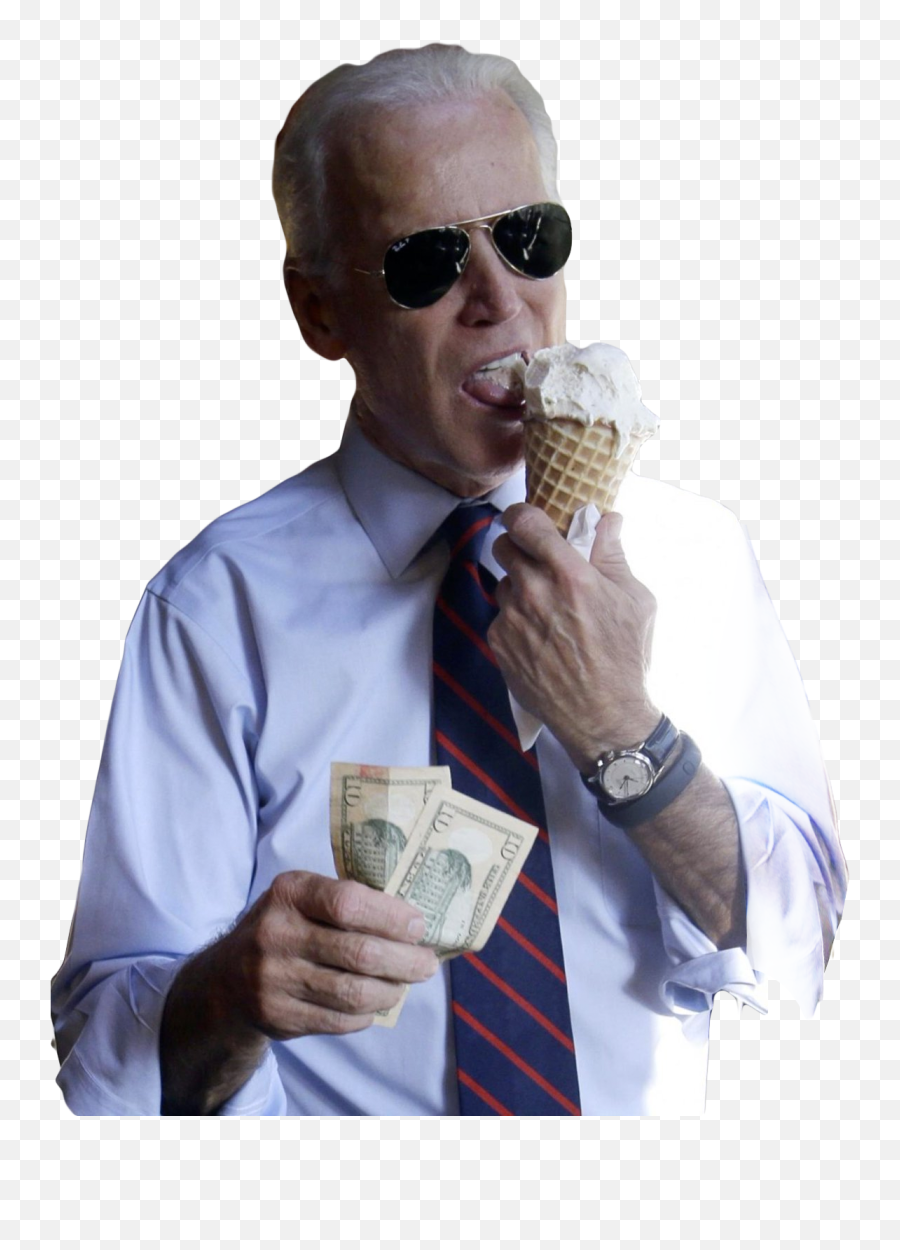 Literally Just A Png Of Joe Biden Eating Ice Cream Joebiden - Joe Biden With Ice Cream,Cream Png