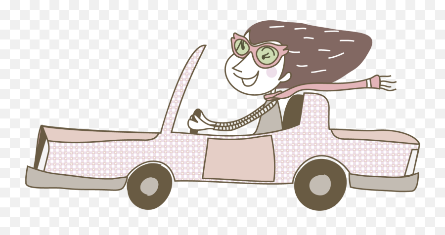 Cartoon Drawing Woman Illustration - Women Driving Car Clipart Png,Driving  Png - free transparent png images 