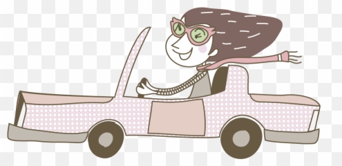 Cartoon Drawing Woman Illustration - Women Driving Car Clipart Png,Driving Png