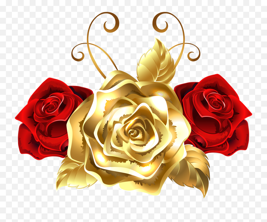 Gold And Red Roses Png Clip Art - Gold Roses Png,Roses Png