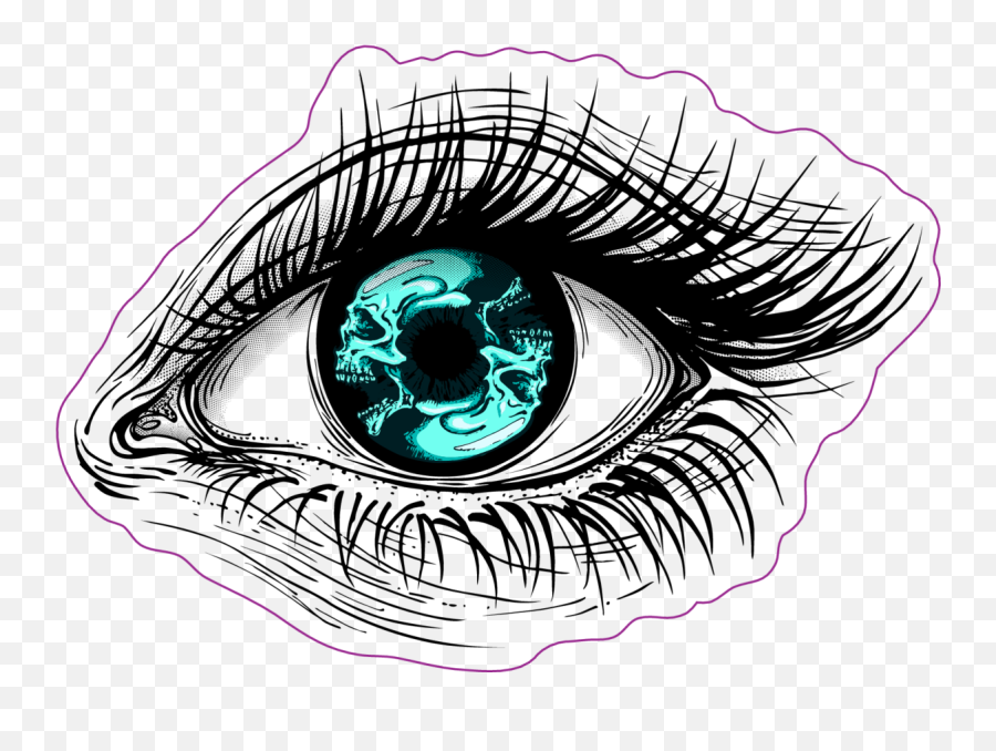 Human Eye With Blue Skull Iris Sticker - Trippy Eyes Png,Shiny Eyes Png