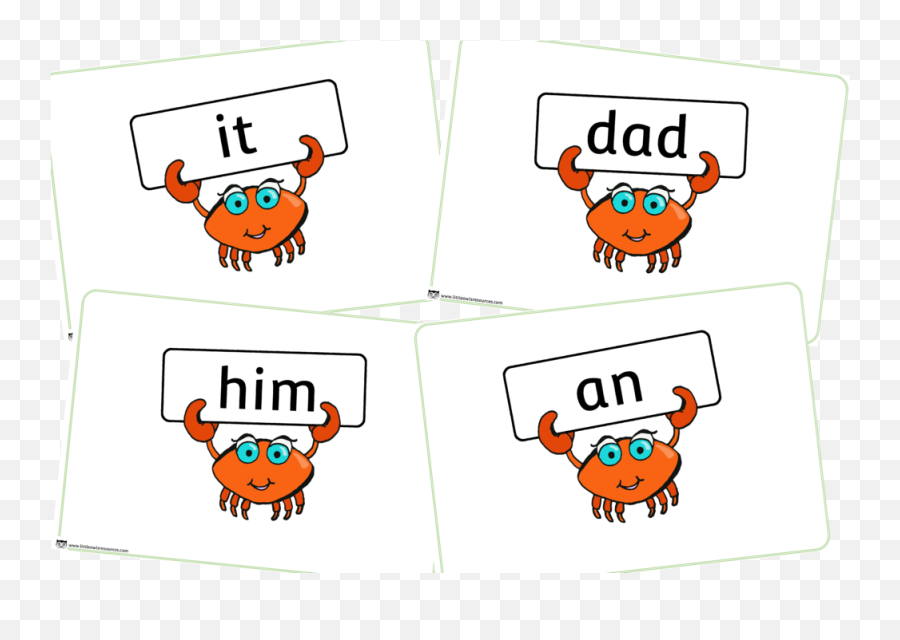 Free Phase 2 Key Words Held By Crabs Early Years Eyfs - Cartoon Png,Crabs Png