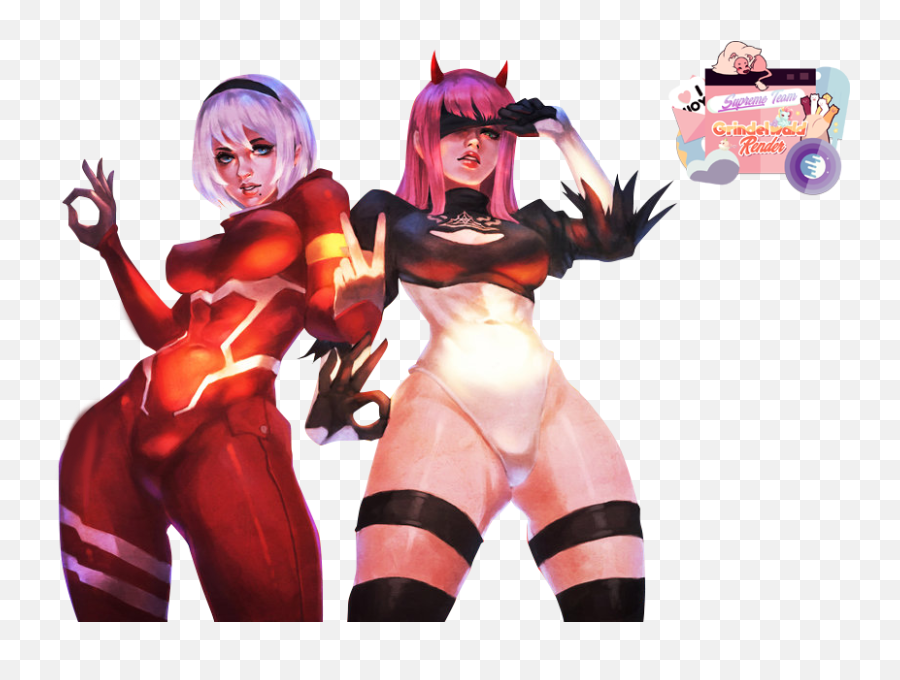 Render 11 Zero Two And 2 - B Crossover Nieranddarling Zero Two Render Png,Zero Two Png