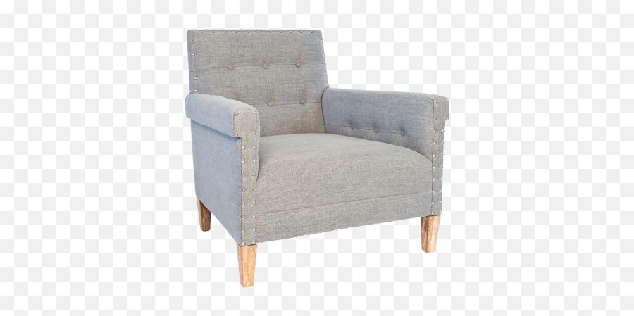 Grey Accent Chair With Nail Head Trims - Club Chair Png,Nail Head Png