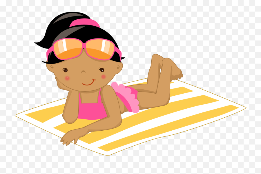 Clipart Disfrutando En La Playa - Pool Party Menina Png,Playa Png