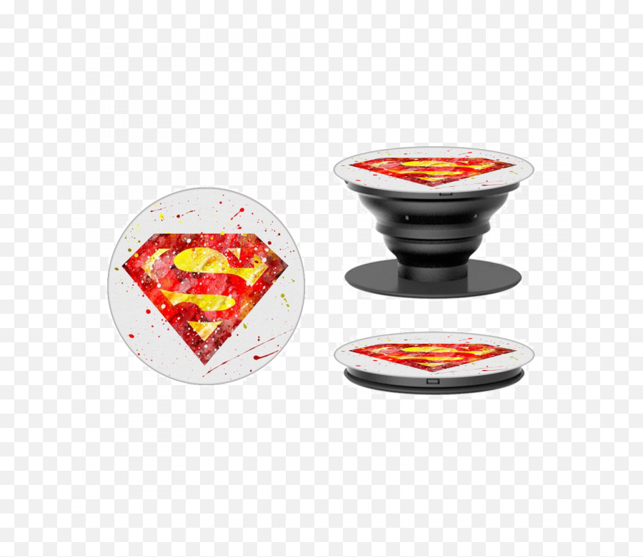Superman Color Logo Printed Black Mobile Holder Png And Red