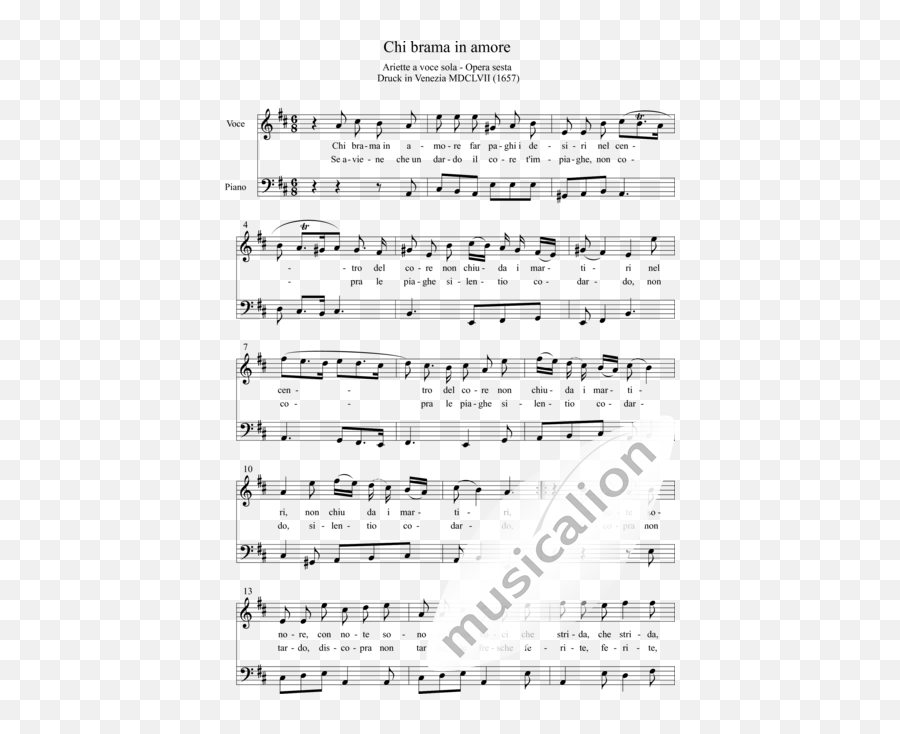 Chi Brama In Amore 6 - Barbara Strozzi Sheet Music To Music Png,Cornetto Music Icon Songs