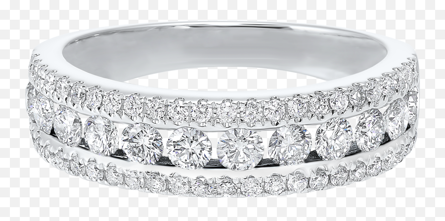 14kw 3 Row Multi Channel Diamond Band 1ct - Platinum Wedding Bands With Diamonds Women Png,3 Stacking Stones Icon