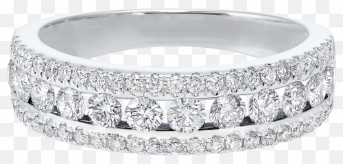 14kw 3 Row Multi Channel Diamond Band 1ct - Platinum Wedding Bands With Diamonds Women Png,3 Stacking Stones Icon