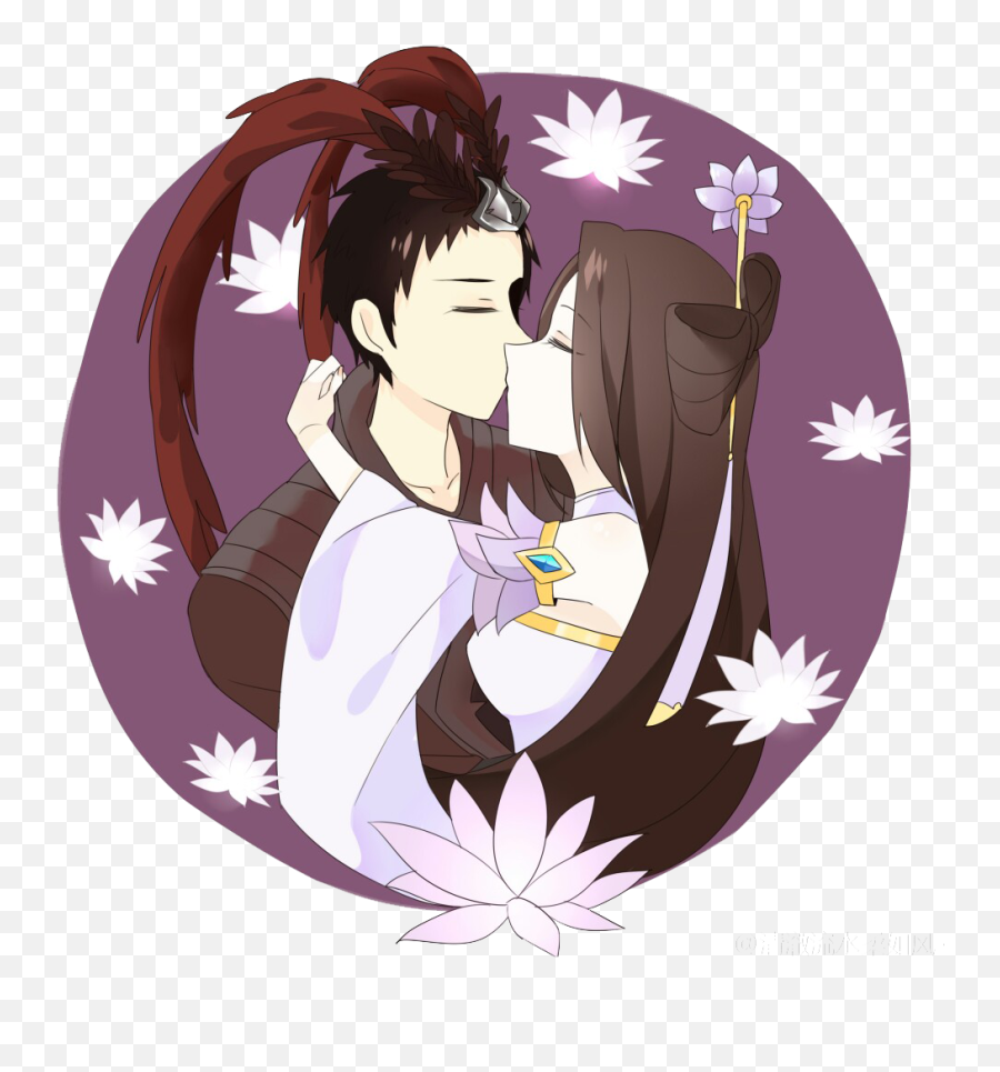 Cartoon Kiss Couple Portrait Png - Kiss,Anime Couple Transparent