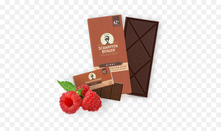 Nibby Chocolate Paired With Raspberries Scharffen Berger - Frutti Di Bosco Png,Raspberries Png